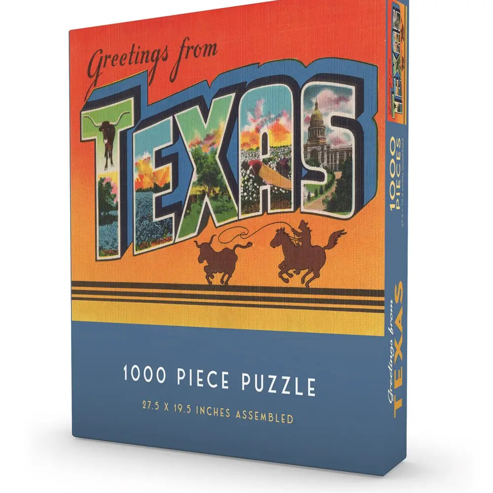 Greetings from Texas 1000 Piece Puzzle – Vintage Texas Postcard Design - Locally Texas.