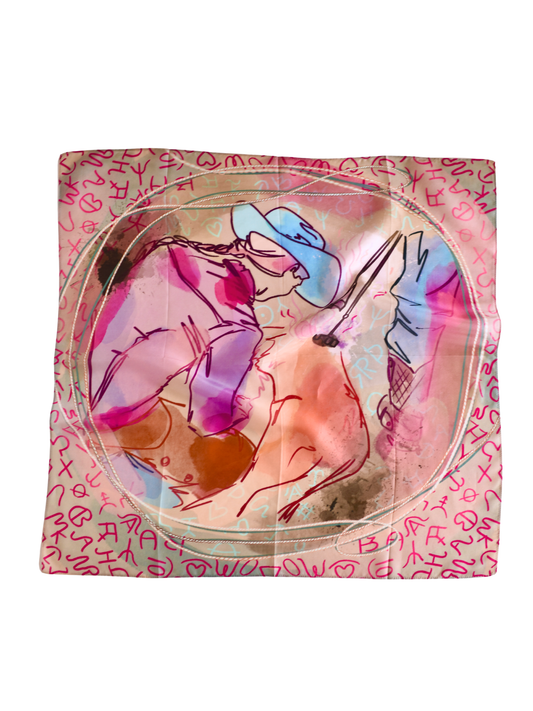 Branding Day Silk Western Cowgirl Wild Rag Scarf