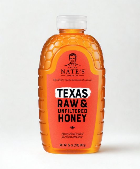Nate’s Texas Raw & Unfiltered Honey – Pure Texas Sweetness - Locally Texas. 