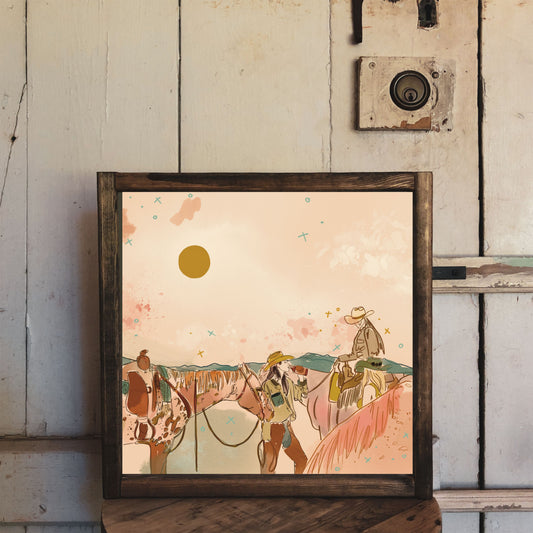 Sunset Ranch Cowgirls | Western Art Print