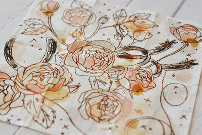 Roses and Spurs Western Rustic Farmhouse Table Napkins Set of 4