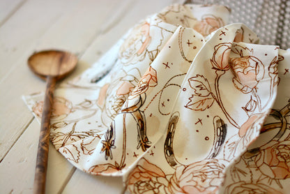 Roses and Spurs Western Rustic Farmhouse Kitchen Tea Towel
