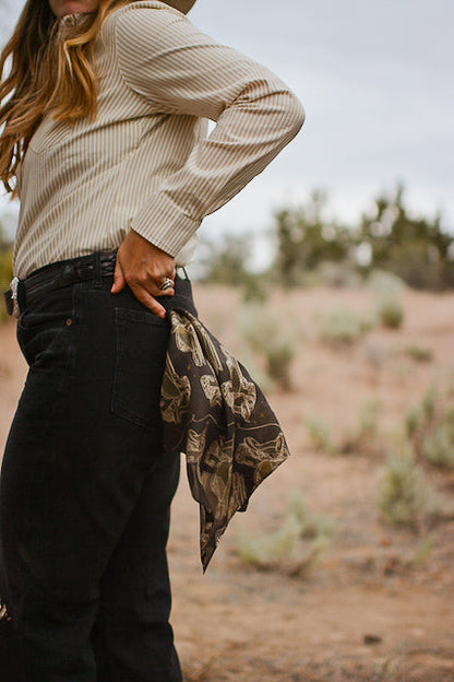 Western Saddle in Arena Brown Cowgirl Silk Scarf Wild Rag