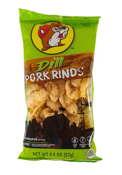 Buc-ee's Pork Rinds – Dill Pickle, BBQ, Chili Limon, Original & Habanero Flavors - Locally Texas. 