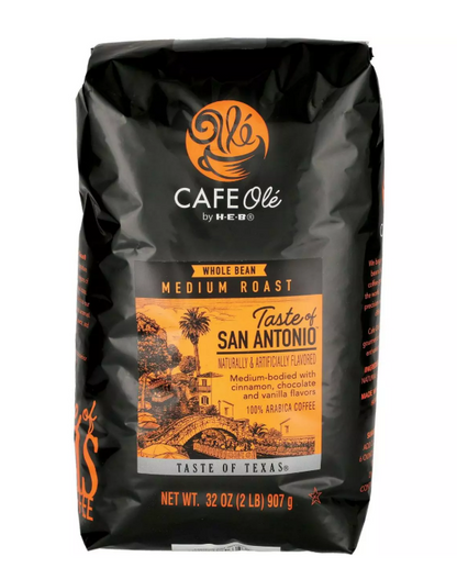 Cafe Olé by H-E-B Whole Bean Coffee – Texas Pecan, Houston Blend, & San Antonio Flavors