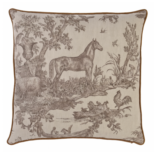 Western Toile Pillow Cover in Sepia Brown