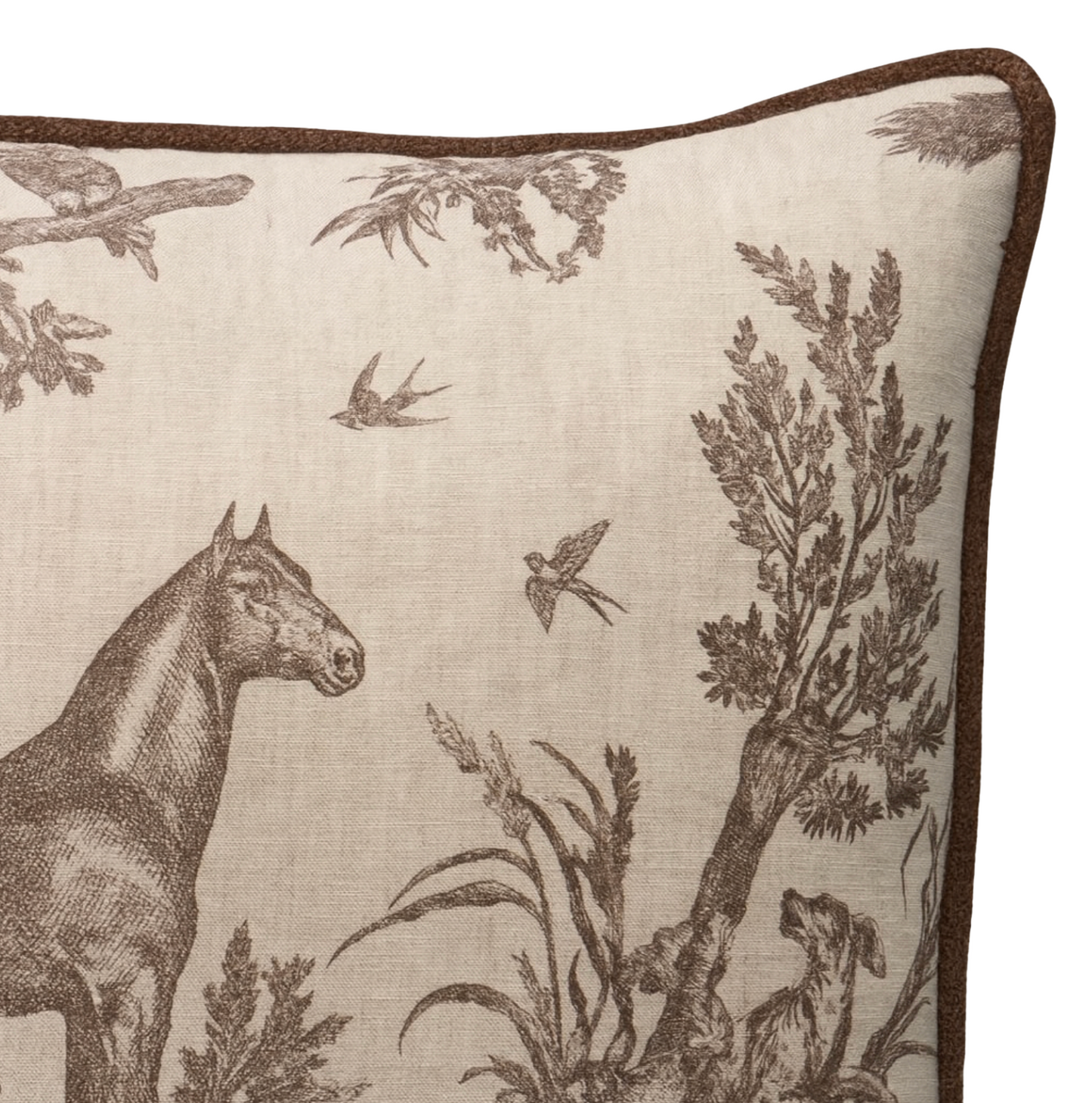 Western Toile Pillow Cover in Sepia Brown