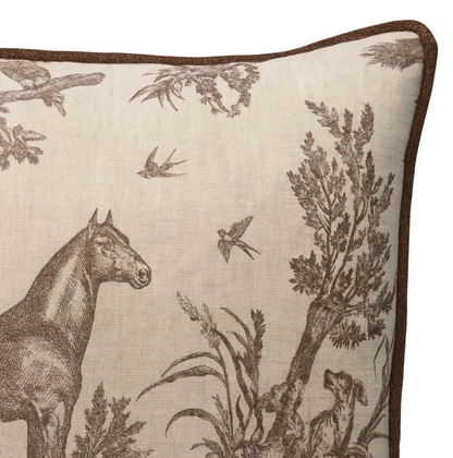 Western Toile Pillow Cover in Sepia Brown