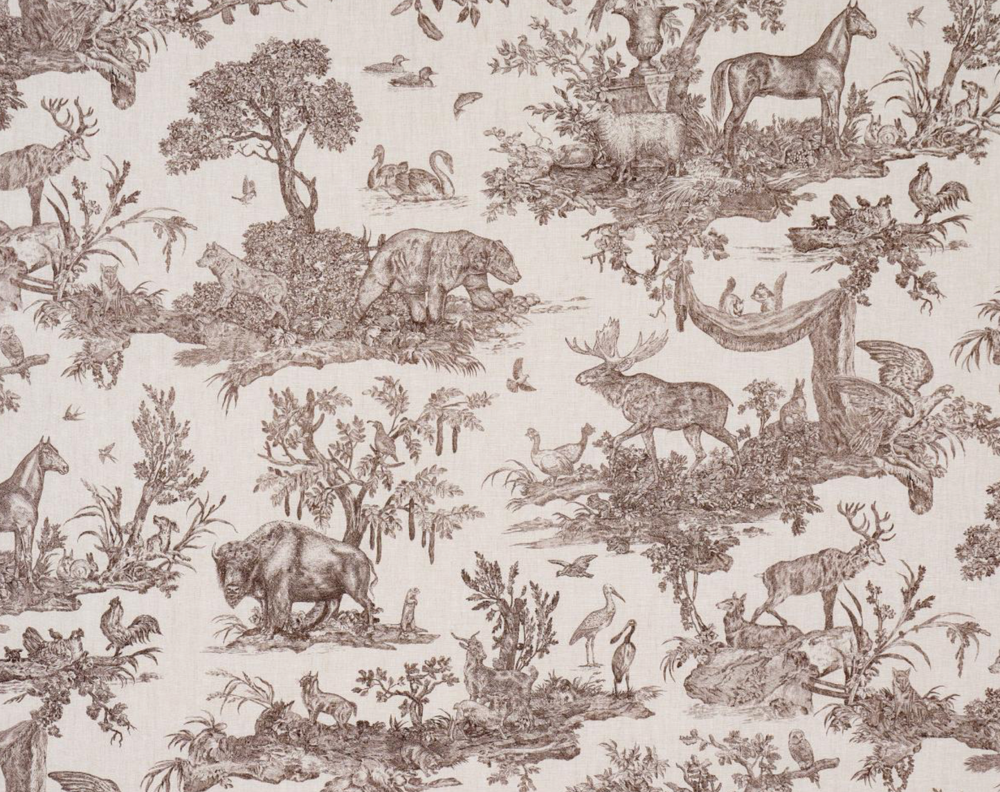 Western Toile Pillow Cover in Sepia Brown