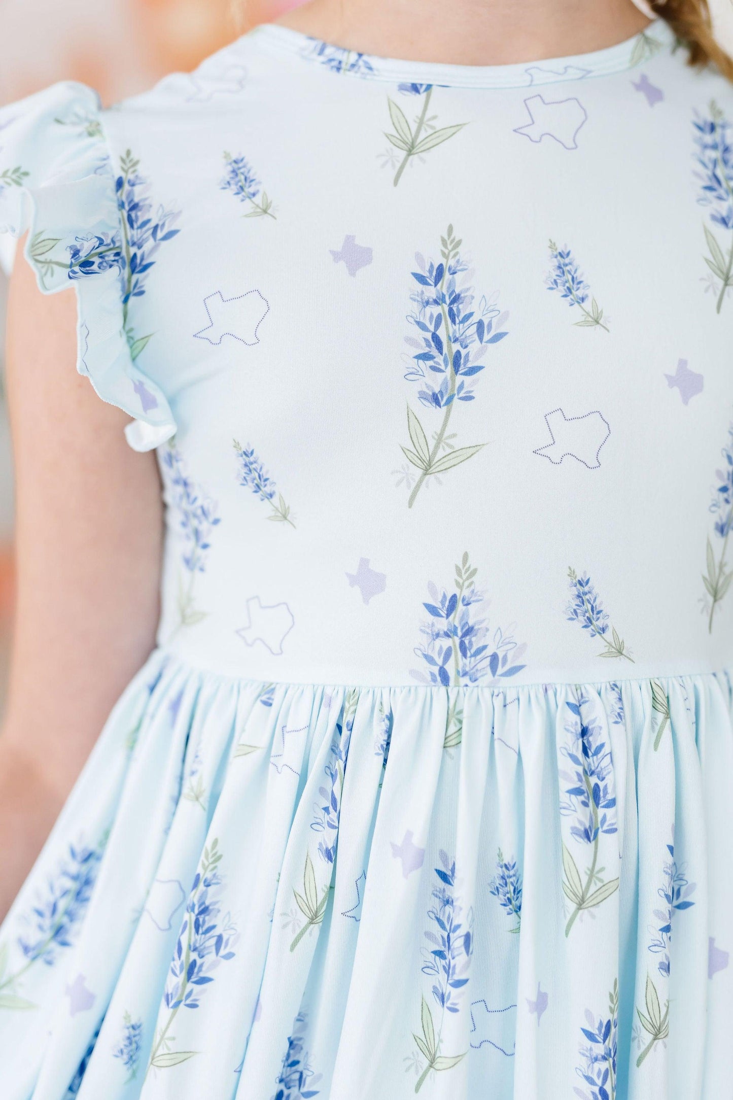 Light blue dress with floral pattern Texas bluebonnets