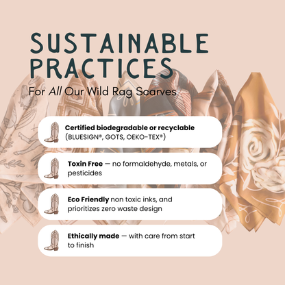 Desert Nights Western Cowgirl and Horse Silk Wild Rag Scarf