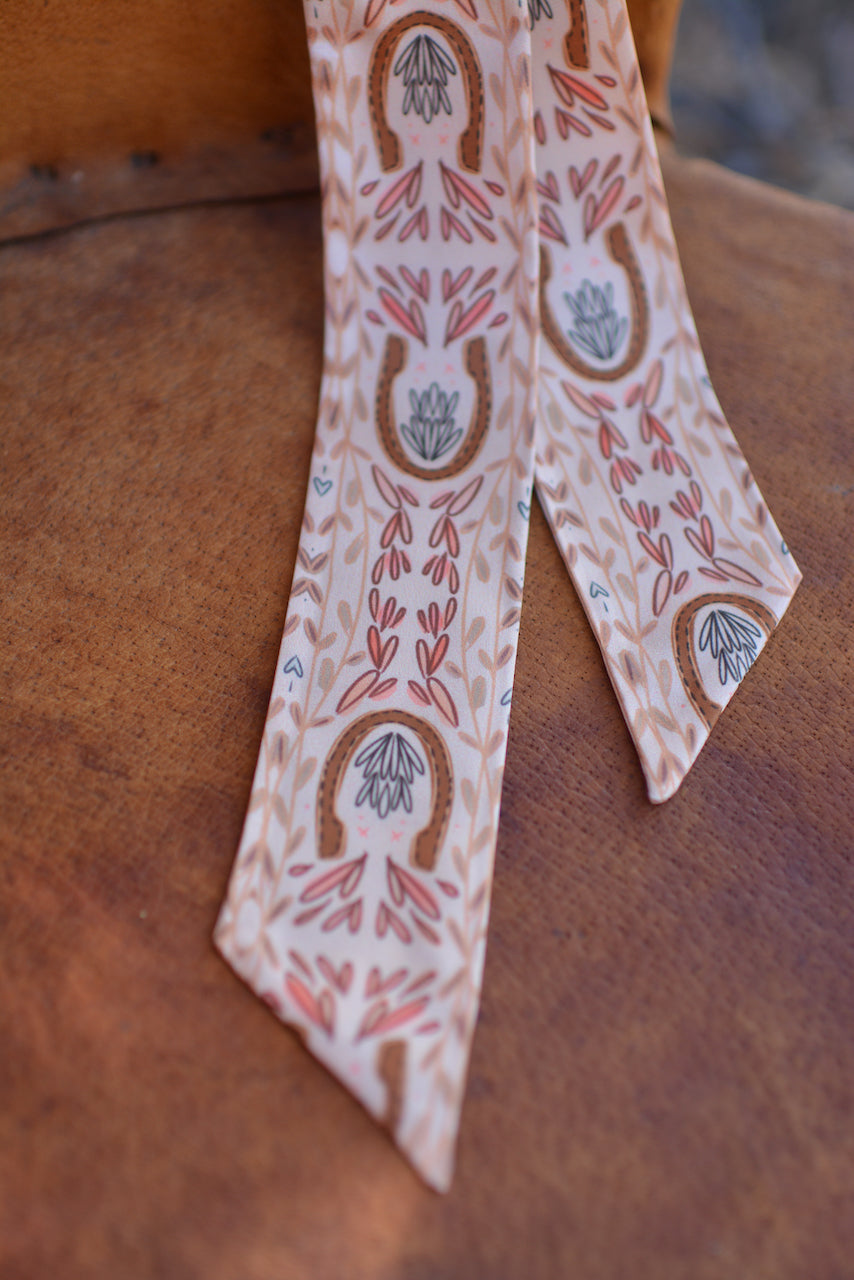 Western Harvest in Dusty Rose Silk Twilly Cowgirl Scarf