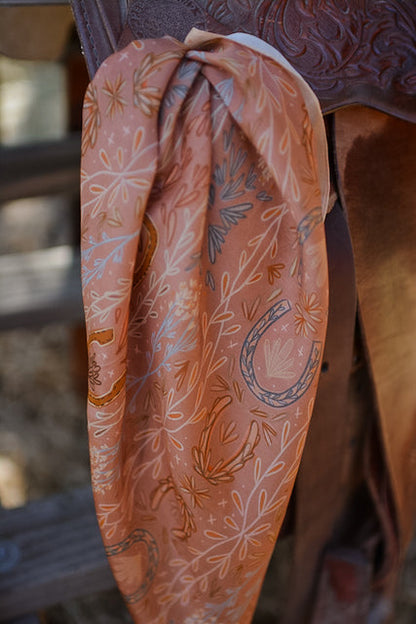 Western Harvest in Dusty Rose Silk Wild Rag Scarf