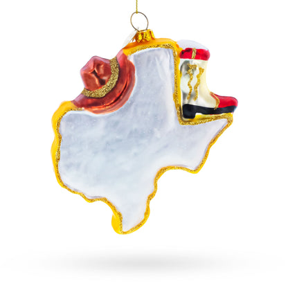 State of Texas Symbols, USA Glass Christmas Ornament