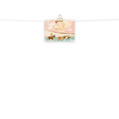 Cowgirl Longhorn Cattle Art Print