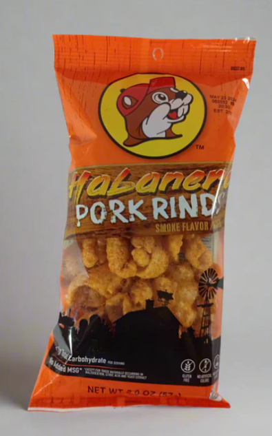 Buc-ee's Pork Rinds – Dill Pickle, BBQ, Chili Limon, Original & Habanero Flavors - Locally Texas. 